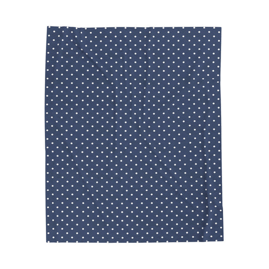 Blue with White Polka Dots - Velveteen Plush Blanket