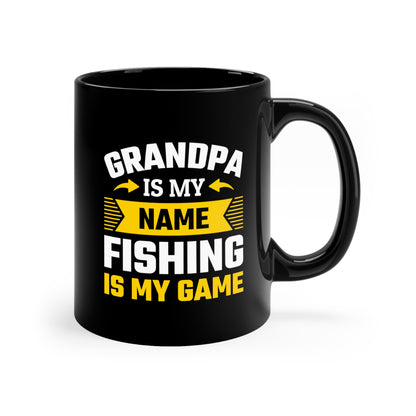 Grandpa Fishing - 11oz Black Mug