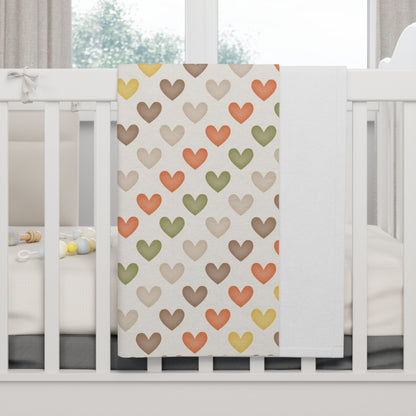 Neutral Hearts - Soft Fleece Baby Blanket