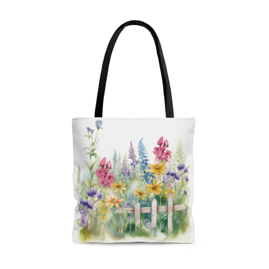 Spring Flowers w/Picket Fence - Tote Bag (AOP)