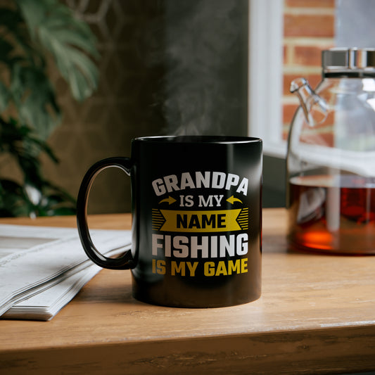 Grandpa Fishing - 11oz Black Mug