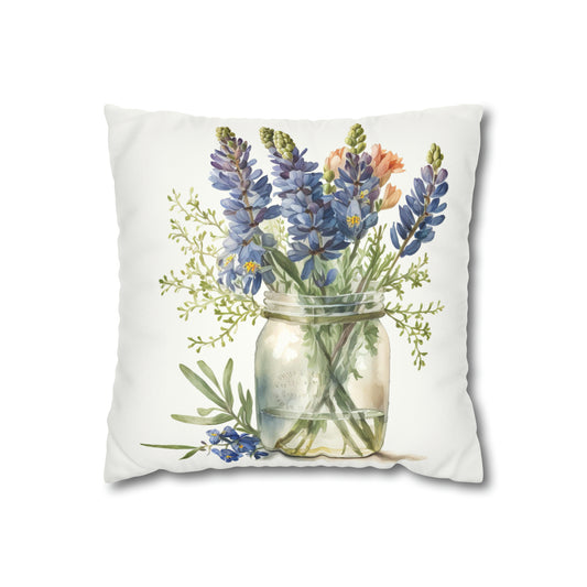 Bluebonnet - Faux Suede Square Pillow Case