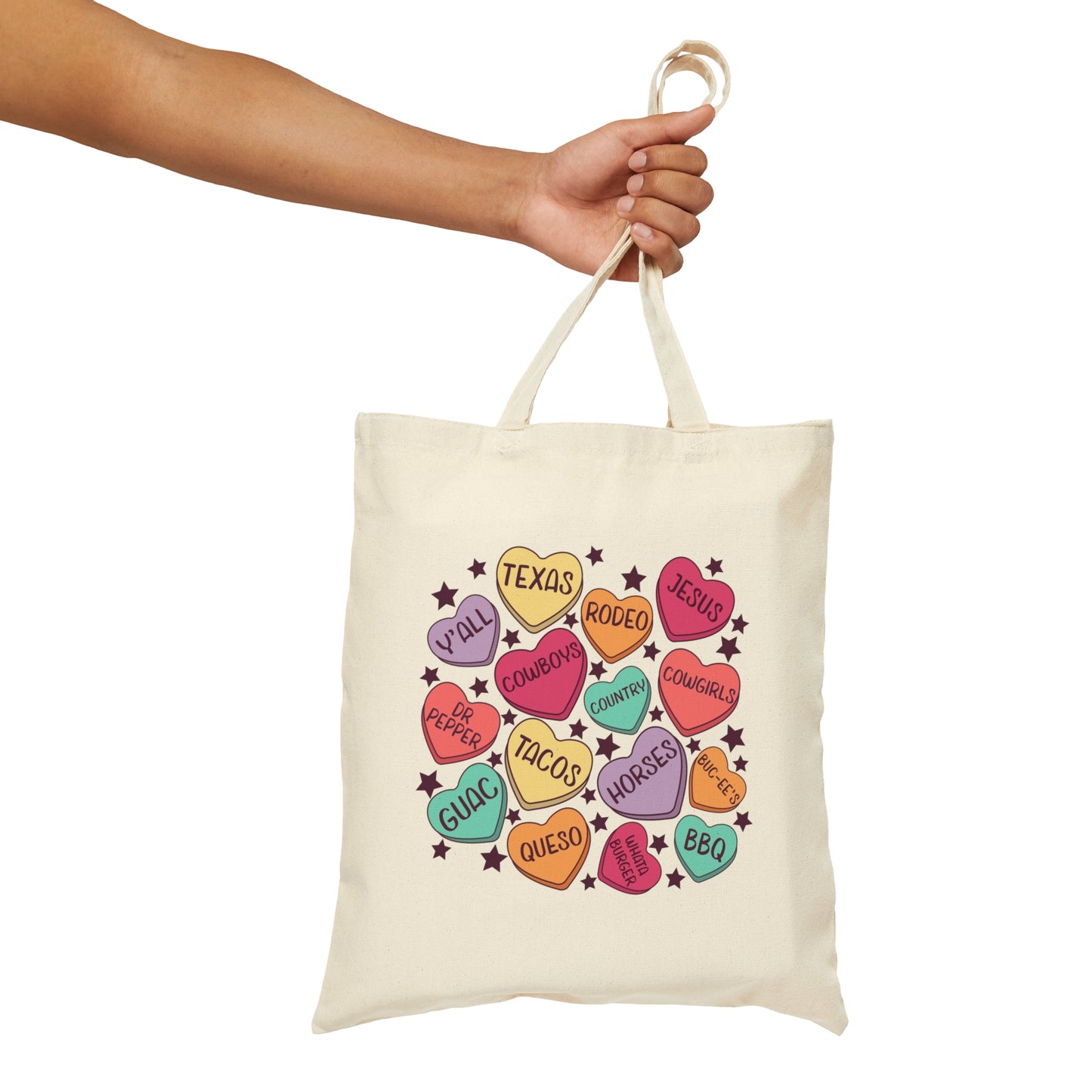 Texas Hearts - Cotton Canvas Tote Bag