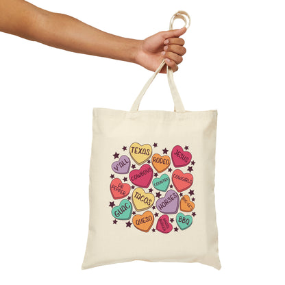 Texas Hearts - Cotton Canvas Tote Bag