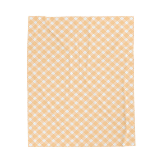 Gingham Yellow - Velveteen Plush Blanket