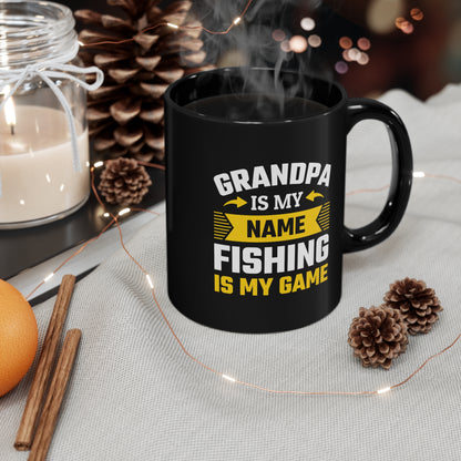 Grandpa Fishing - 11oz Black Mug