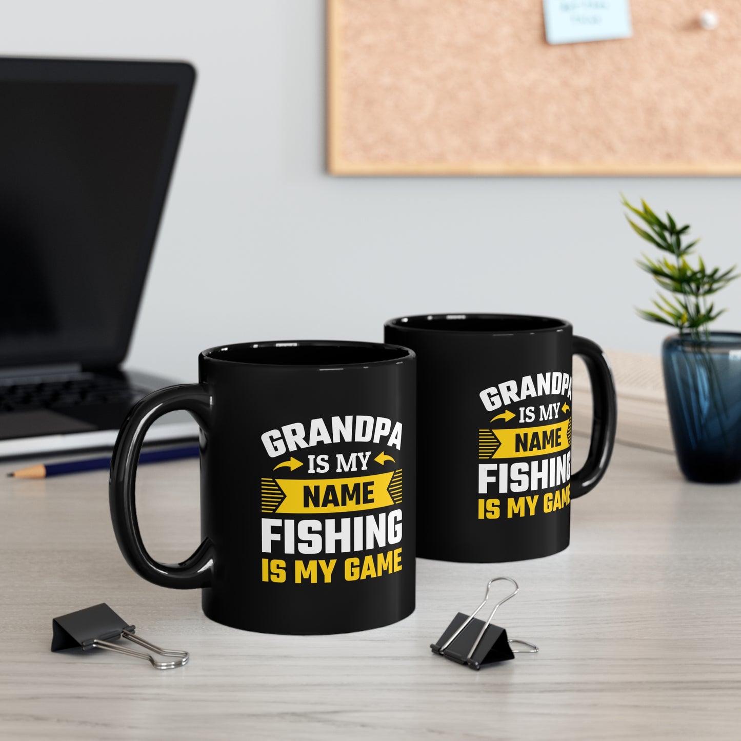 Grandpa Fishing - 11oz Black Mug