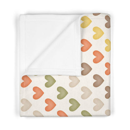 Neutral Hearts - Soft Fleece Baby Blanket