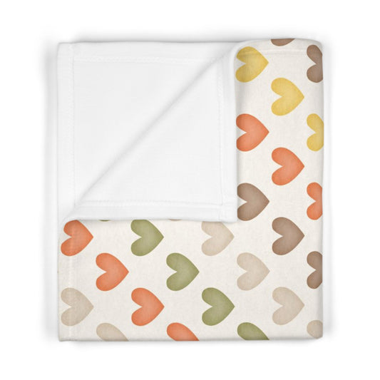 Neutral Hearts - Soft Fleece Baby Blanket