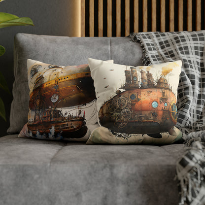 Steampunk Airship - Faux Suede Square Pillow Case