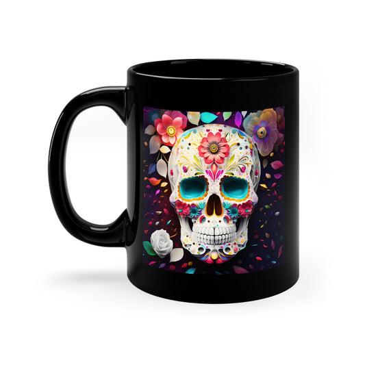 Sugar Skull 1 - 11oz Black Mug