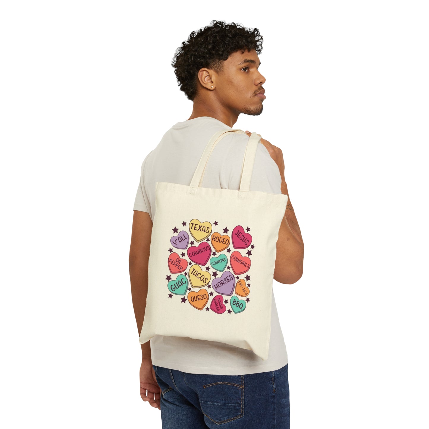 Texas Hearts - Cotton Canvas Tote Bag